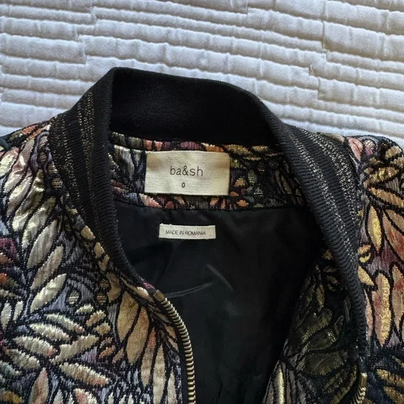 Ba&sh Santiago Metallic Jacquard Bomber Jacket